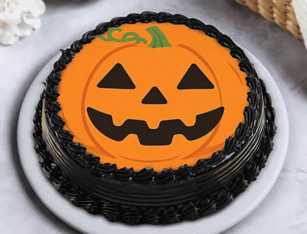 Chocolate Truffle Spooky Pumpkin Cake