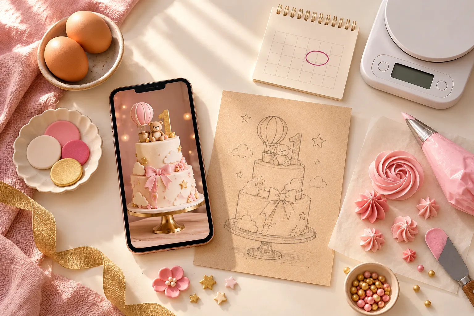 What to send for a custom cake: reference photo, sketch, date, weight, egg or eggless, and your message